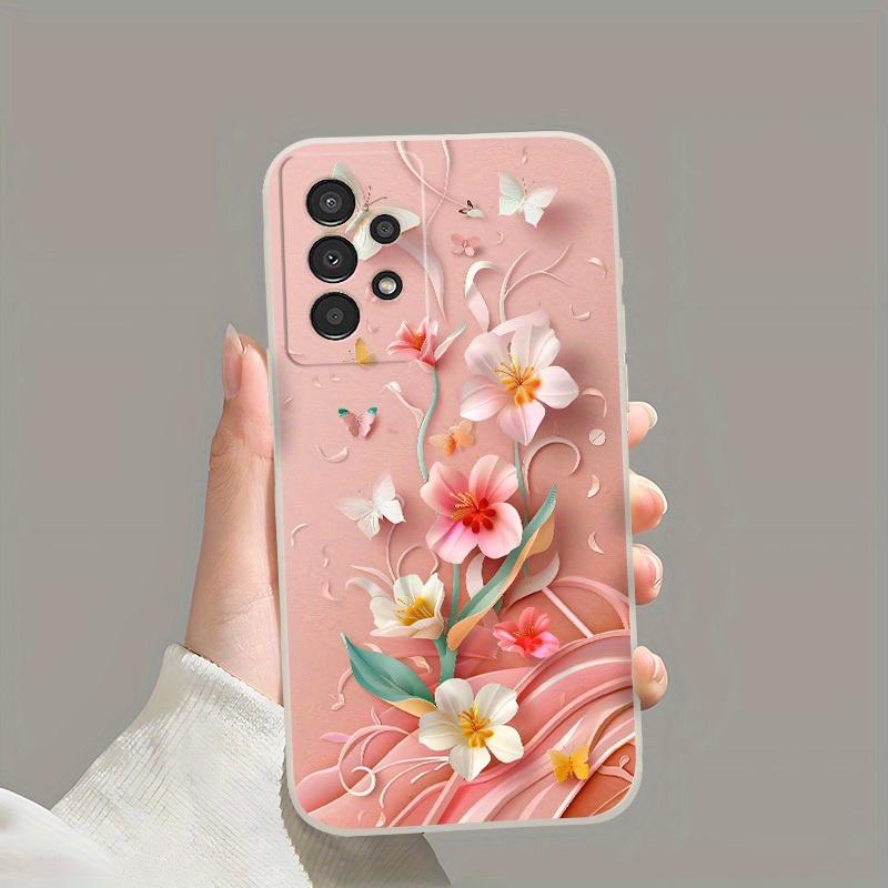 Romantic Pink Flower Pattern TPU Soft Phone Case Suitable for Samsung S26 S25 S24 S23 S22 S21 S20 and Other Models.