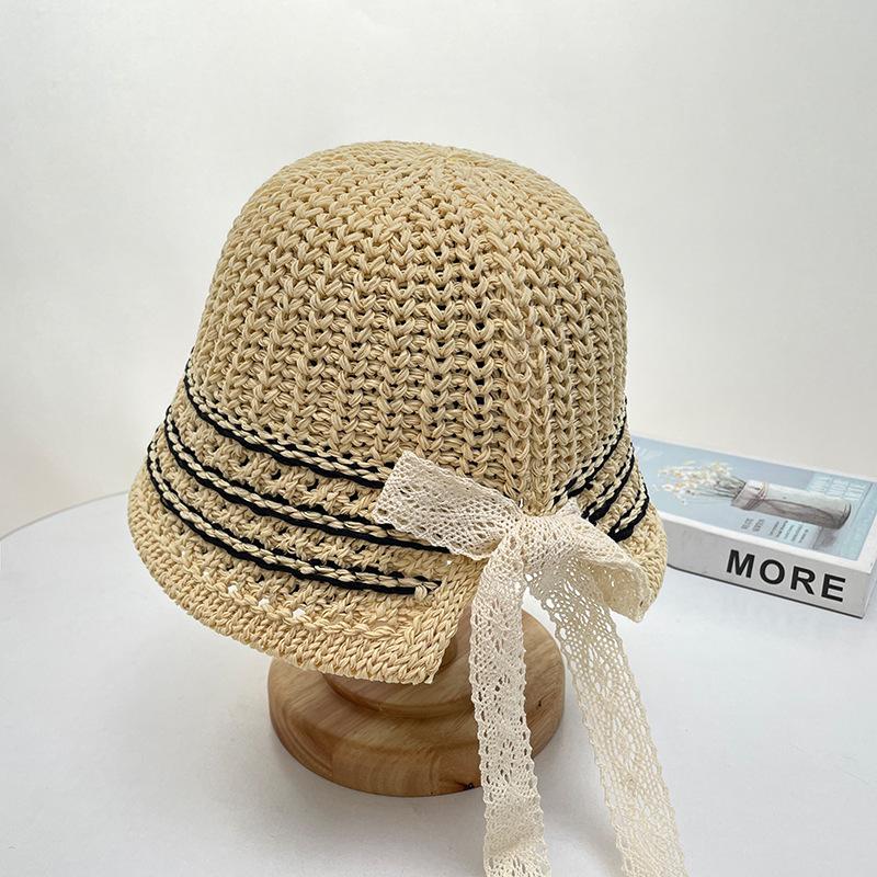 Knitted fisherman's hat children's breathable hollow sun hat spring and summer face small casual versatile beach basin hat