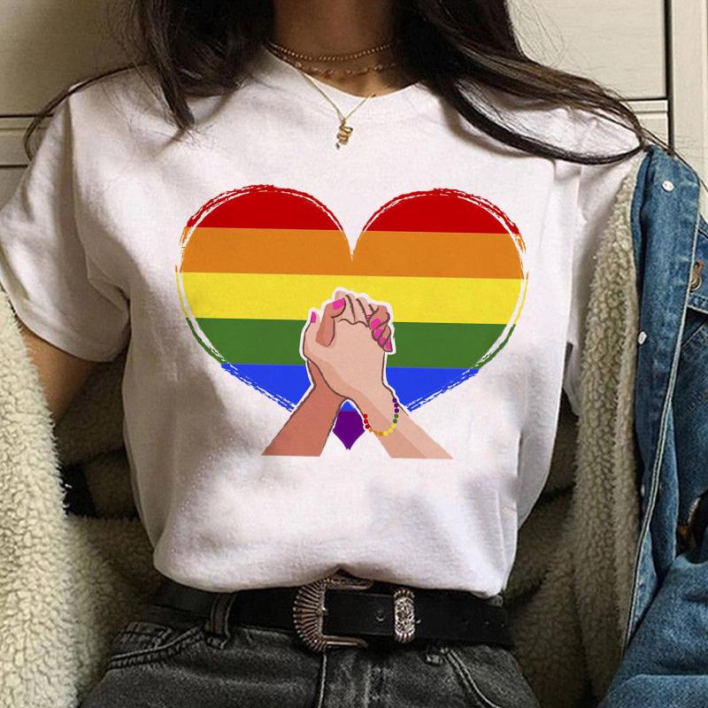 Women Casual T Shirt Womens Fashion Cute Love Print Harajuku Female Basic Short Sleeve T-Shirt White Simple Tshirts Tops Tshirt