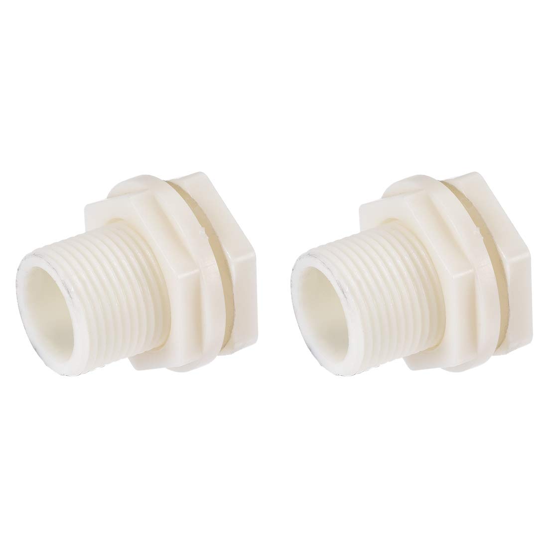 

uxcell Bulkhead Fitting G3/4 Male with Silicone Gasket Tube Adapter Pipe Fitting for Tank ABS Plastic White 2pcs 36x39mm білий