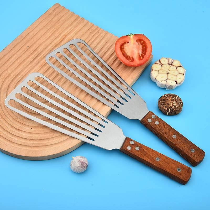 Wooden Handle Spatula Fish Turning Shovel Kitchen Pot Shovel Tool Steak Scoop