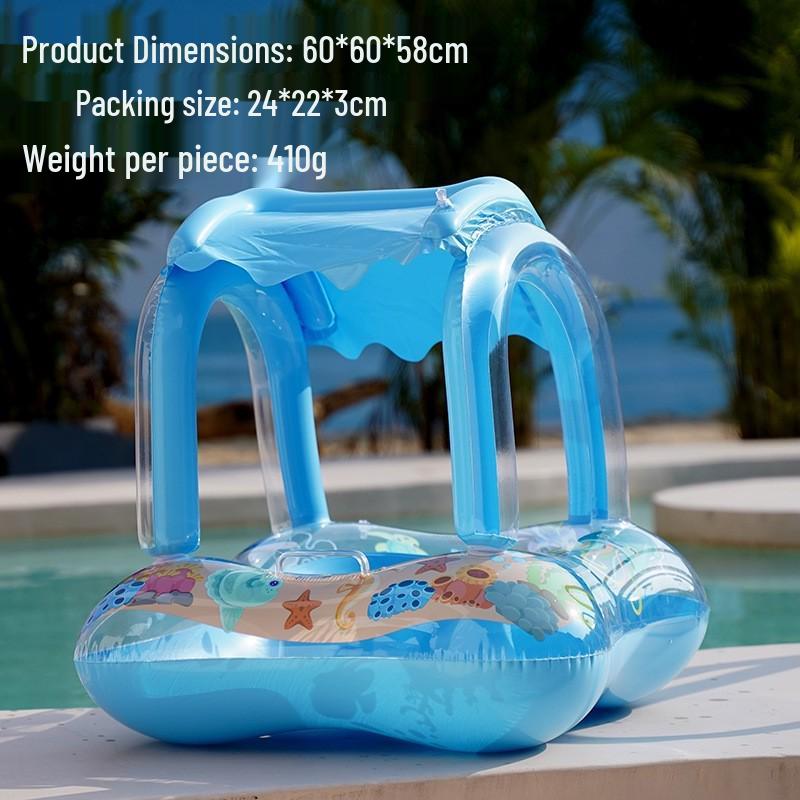 Large Toddler Boat-Themed Swimming Ring with Canopy & Steering Wheel