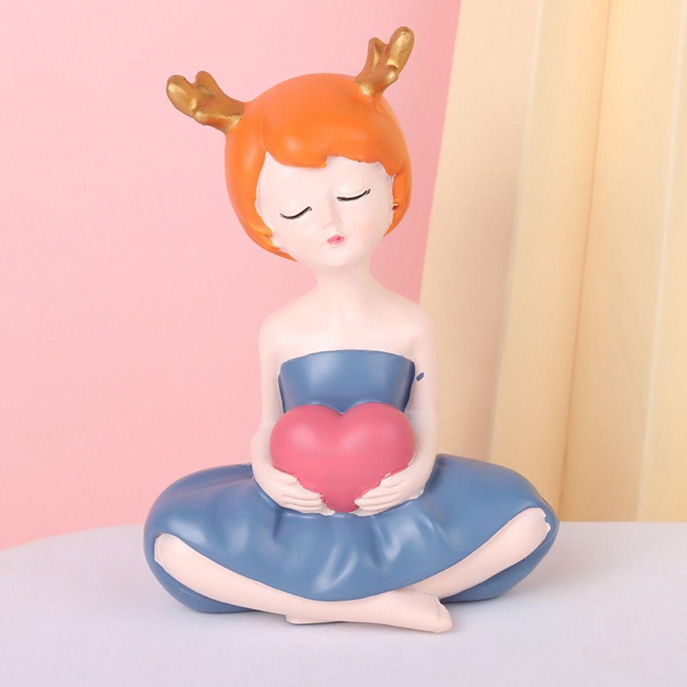 Resin People Sculpture Creative Miniatures Figurine Desktop Ornament Little Girl Statue  Home