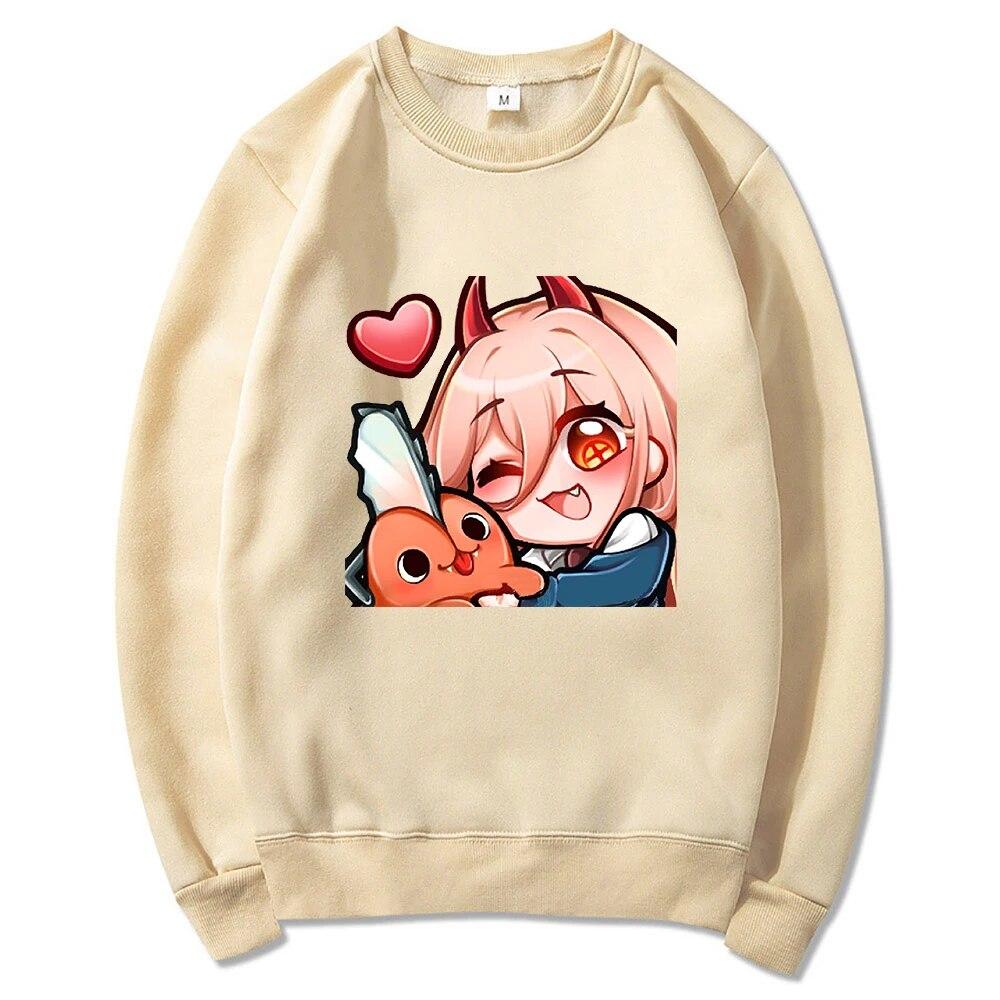 Anime Chainsaw Unisex Niedliche Pochita Power Hoodies Winter Warm Unisex/Damen Frühling/Herbst Unisex Sweatshirt Ästhetische Harajuku Sudaderas Unisex