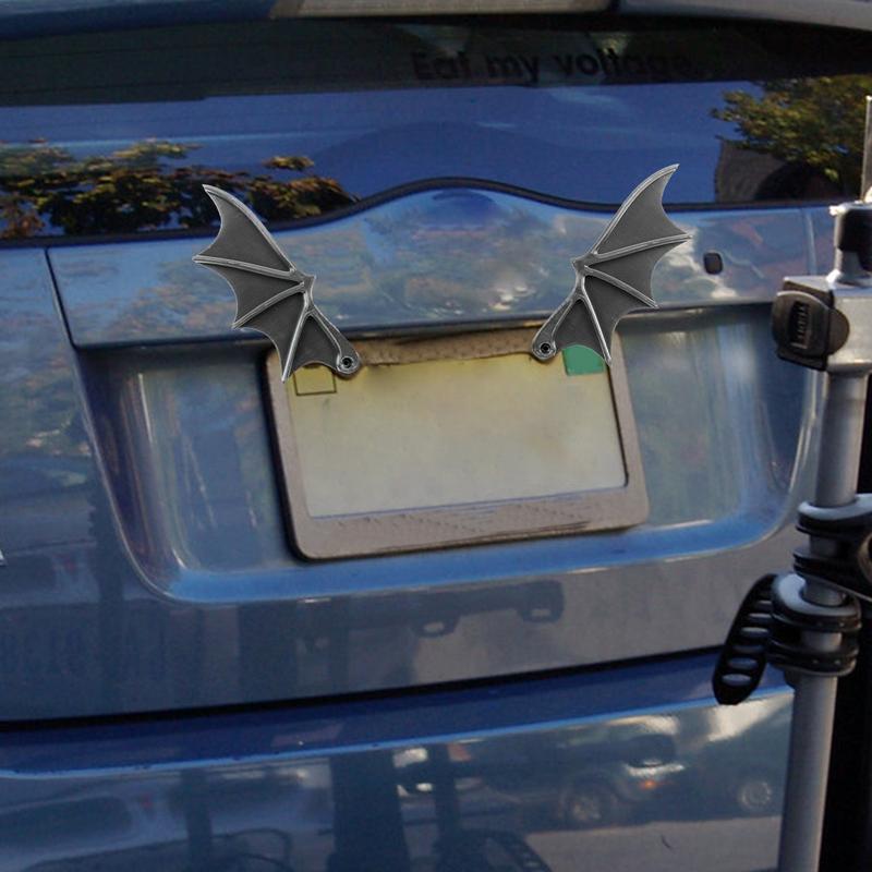 Halloween License Plate Wings Car Plates Tag License Plate Decor 2 Pcs Goth Car Decor Bat Ornament Spooky Wings Auto Parts