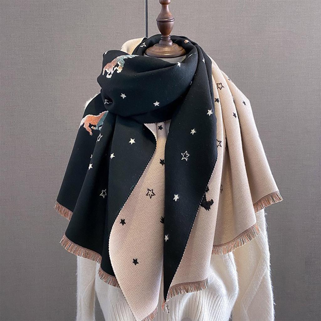 Cat Fashion Imitation Cashmere Scarf, Women's Korean Printed Temperament, Warm Scarf, Conditioning Shawl