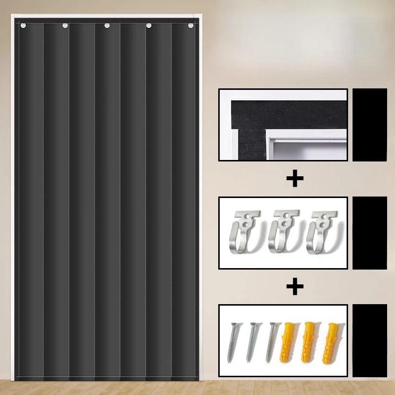 Solid Color Winter Door Curtain Thicken Quilted Blackout Curtains Heavy Duty Living Room Thermal Insulated Drapes Anti-cold