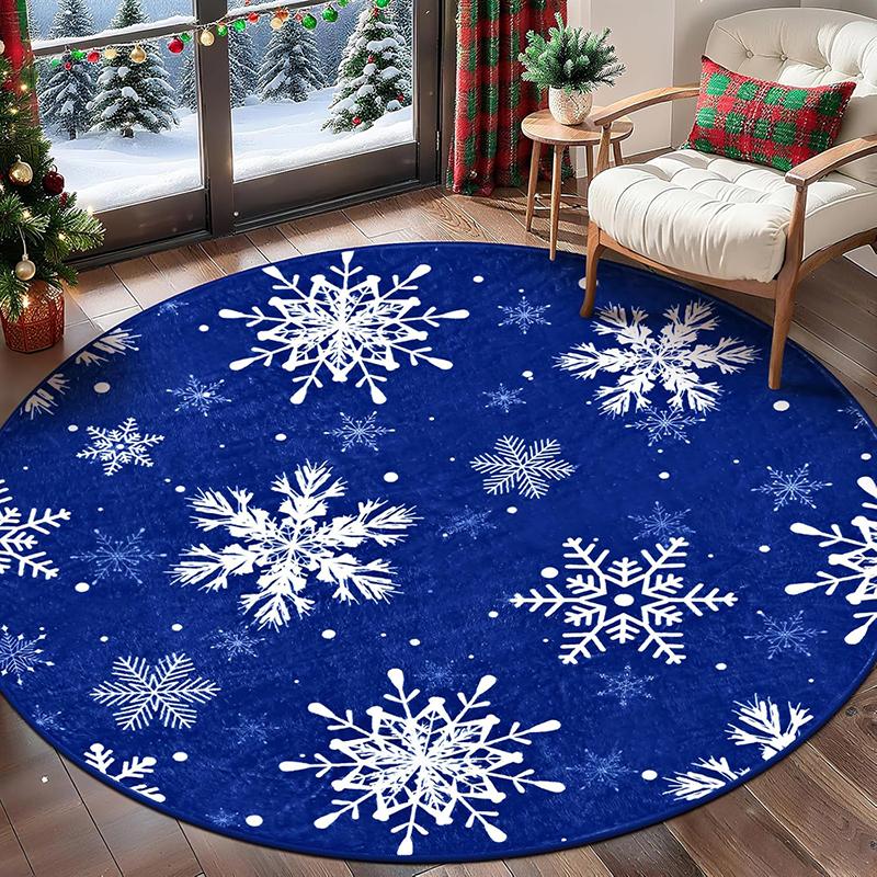

1pc Christmas Round Rugs: Snowflake, Santa, Wreath & Tree Designs for Festive Home Decor ,Christmas round carpet decoration.. 60cm