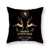 Christmas Decoration Cushion Cover Black Gold Elk Print Pillowcase Sofa Ornaments Bedroom Room Home  Holiday Gift