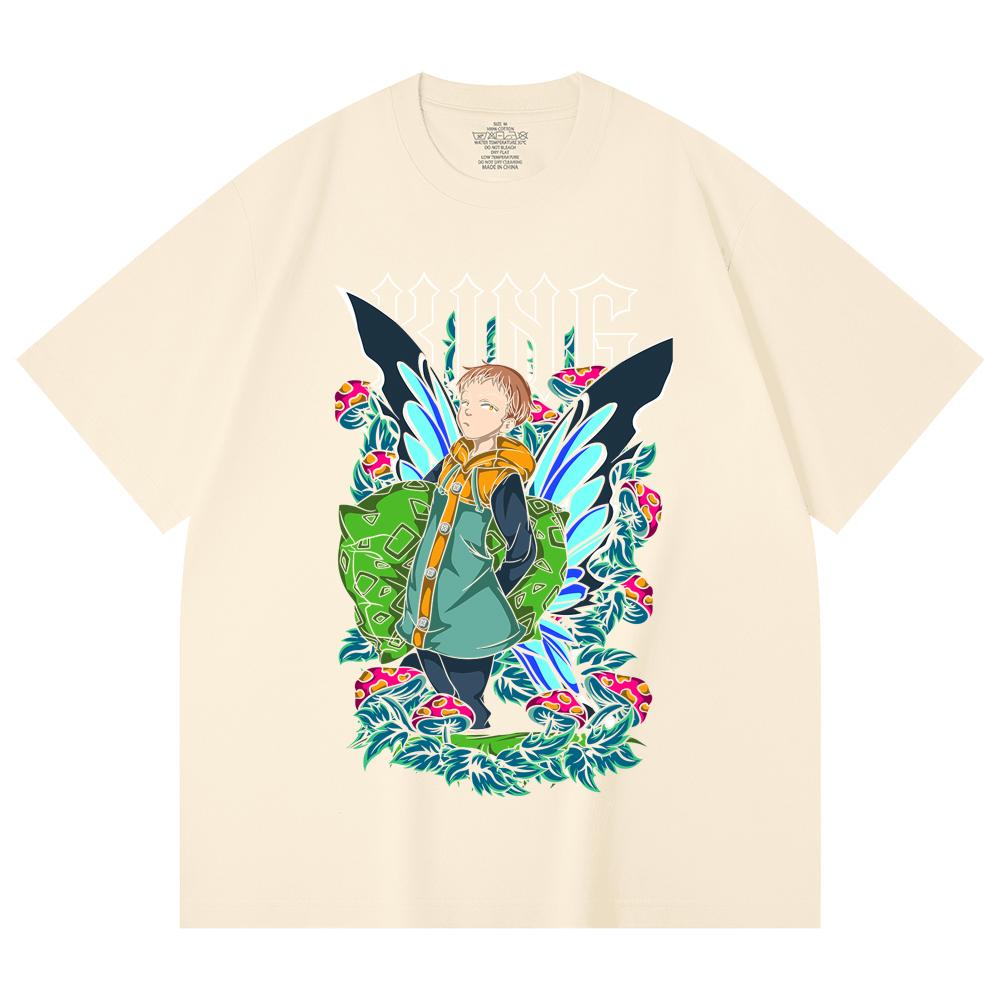 

230 г/м² 100% хлопок Семь смертных грехов V6 Печать Короля Унисекс Тяжелая хлопковая футболка XS абрикосовый