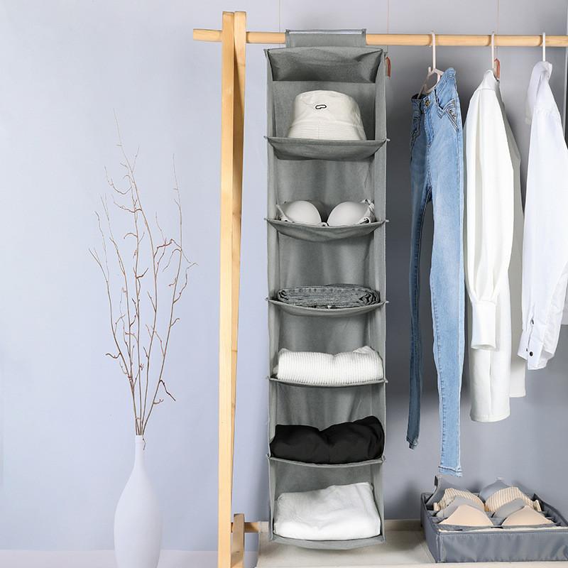 Layer 6 Shelf Closet Hanging Clothes Shoes Storage Rack Organizer Pocket Hanger