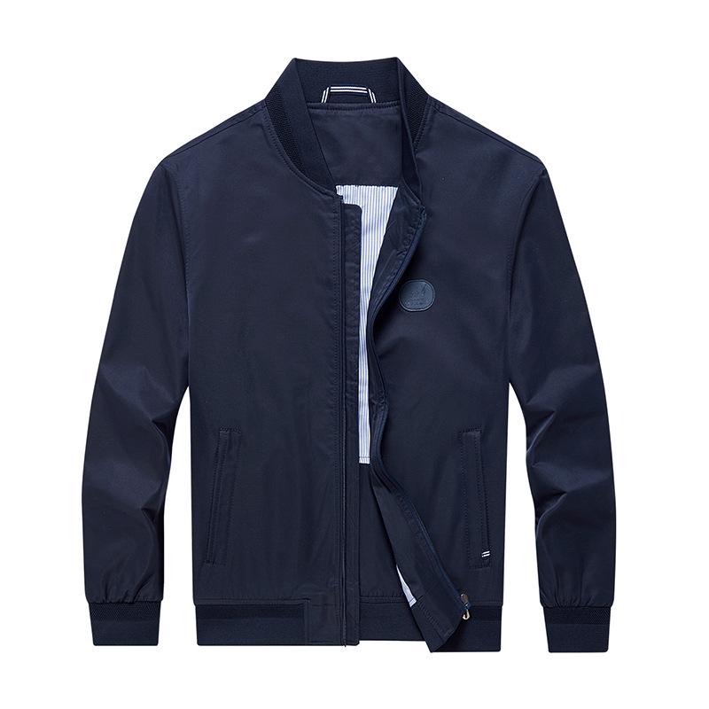 

Мужская весенне-осенняя хлопковая куртка с бейсбольным воротником - для мужчин среднего возраста, деловой кэжуал, отцовское пальто M темно-синий