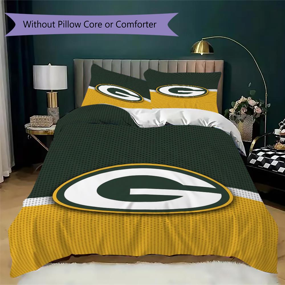 Green Bay Packers Muster Bettwäsche Steppdecken-Set Bettbezug Kissenbezug Heimdekoration Geburtstagsgeschenk (1*Bettbezug + 2*Kissenbezug ohne Füllung)