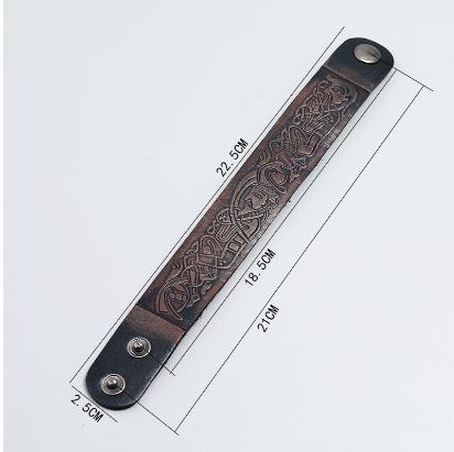 Herrenarmband aus geprägtem Leder im Vintage-Stil, dunkelbraun