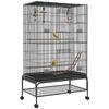 Bird Cage Including Perches, Bird Toy, Removable Bottom Tray, Black