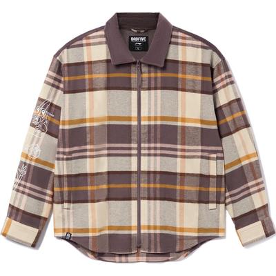 Li Ning Comfortable Zipper Polo Casual Short Sleeve Shirt Men Shirts Brown Plaid ASHR103-2