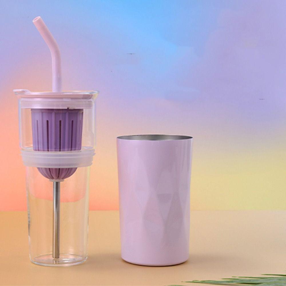 650ML Straw Cup 2 Layer Coffee Cup Water Bottle Vacuum Mug  Drinkware