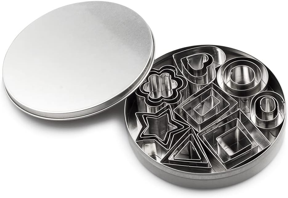 Mini Cookie Cutters Set Small Heart Star Flower Round Square Hexagon Oval Diamond - 24/30Pcs Stainless Steel Cookie Cutters