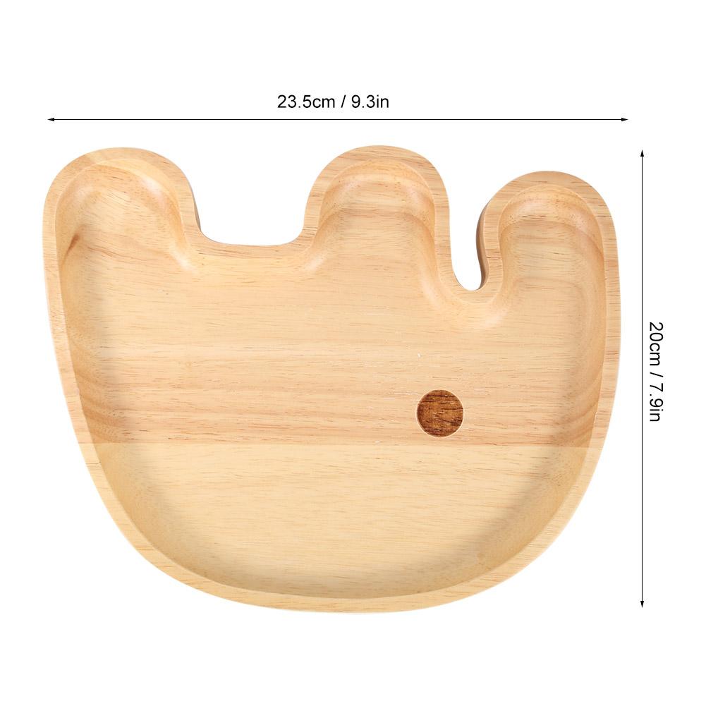 Cute Elephant Shape Wooden Kid Plate Divided Dish Animal Serving Tray for Home Kitchen Decoration