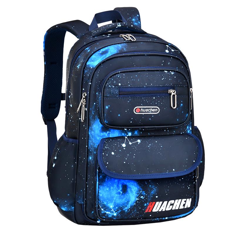 Starry Sky Elementary Backpack: Decompression, Spine Protection, Large Capacity for Boys Grades 1-3 & 5-6