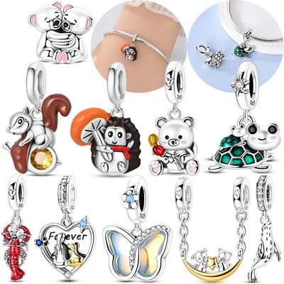 Autumn Series Crayfish Turtle Cat Bear Butterfly Hedgehog Originalcopper Beads Fit Women Bracelet Jewelry Women Diy Gift