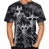 Men Funny Giraffe Animal Print T‑Shirt Round Neck Plus‑Size Summer Casual Short Sleeve Daily Tops