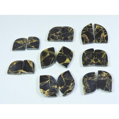 143Cts. Natural Black Copper Tourquise Fancy Cabochon Matched Pair 8Pair Lot A-129