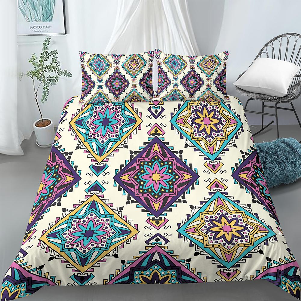 Luxury Boho Style Duvet Cover Geometric Print Bedding Set Quilt Cover with Zipper Closure King Queen Polyester Comforter Cover