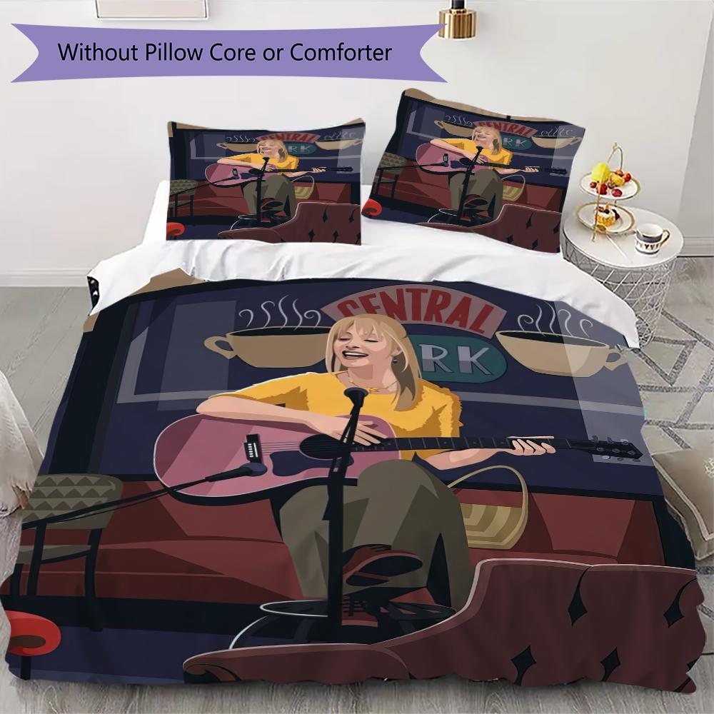 1PC Friends Theme Bedding Quilt Set Quilt Cover Pillowcase Home Decoration Birthday Gift (1 * Duvet Cover + 2 * Pillowcase, Without core)A8