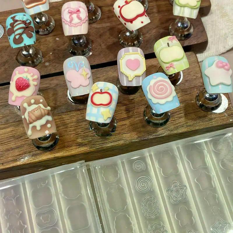1pcs Butterfly Photo Frame 3D Acrylic Mold Wing Nail Art Decorations Silicone Decorated Heart Star Nail Art Templates Nails Mold