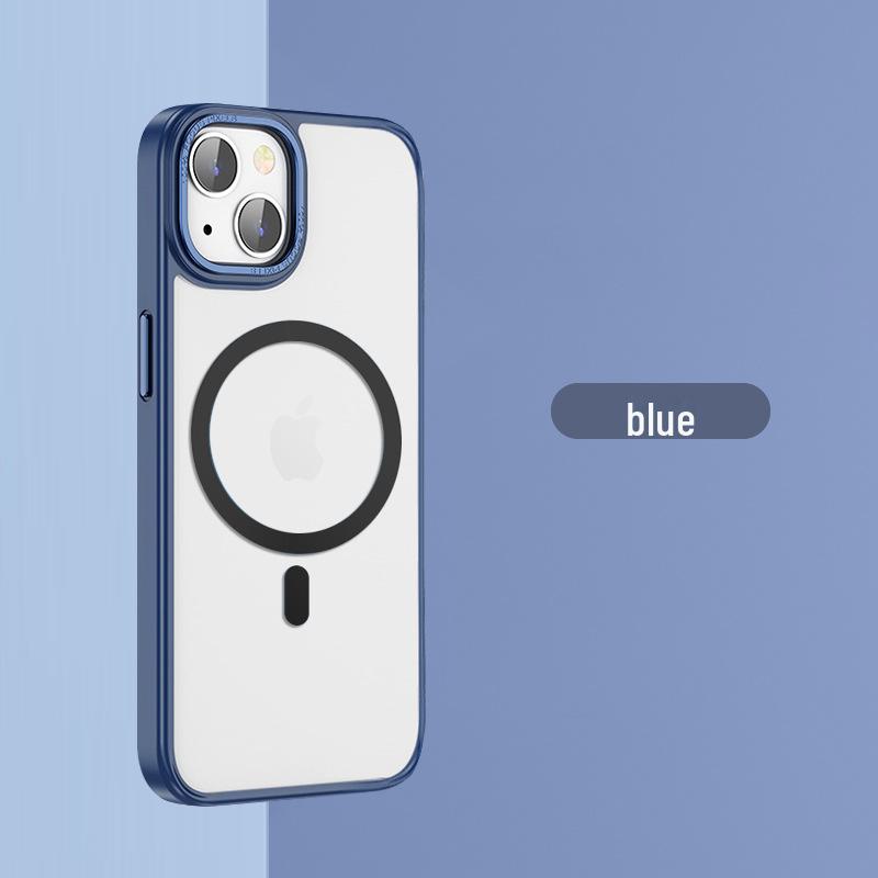 

Металлизированная кнопка, матовый защитный чехол с покрытием «софт-тач» для Apple iPhone14, K40 Blue