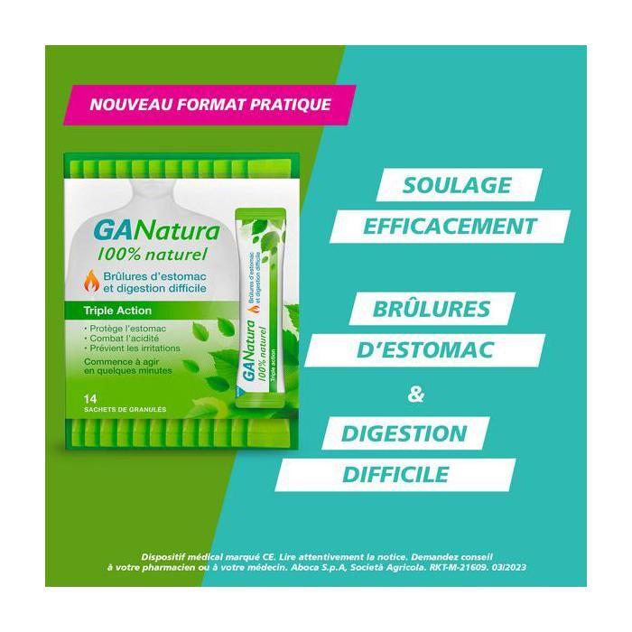 GANatura 100% Naturel Brûlures D#039;estomac Et Digestion Difficile - 14 Sachets