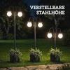Solar Lantern Floor Lamp 182 Cm Height-Adjustable Outdoor Garden Lantern with 2 Heads Planter Light Sensor Switch IP44
