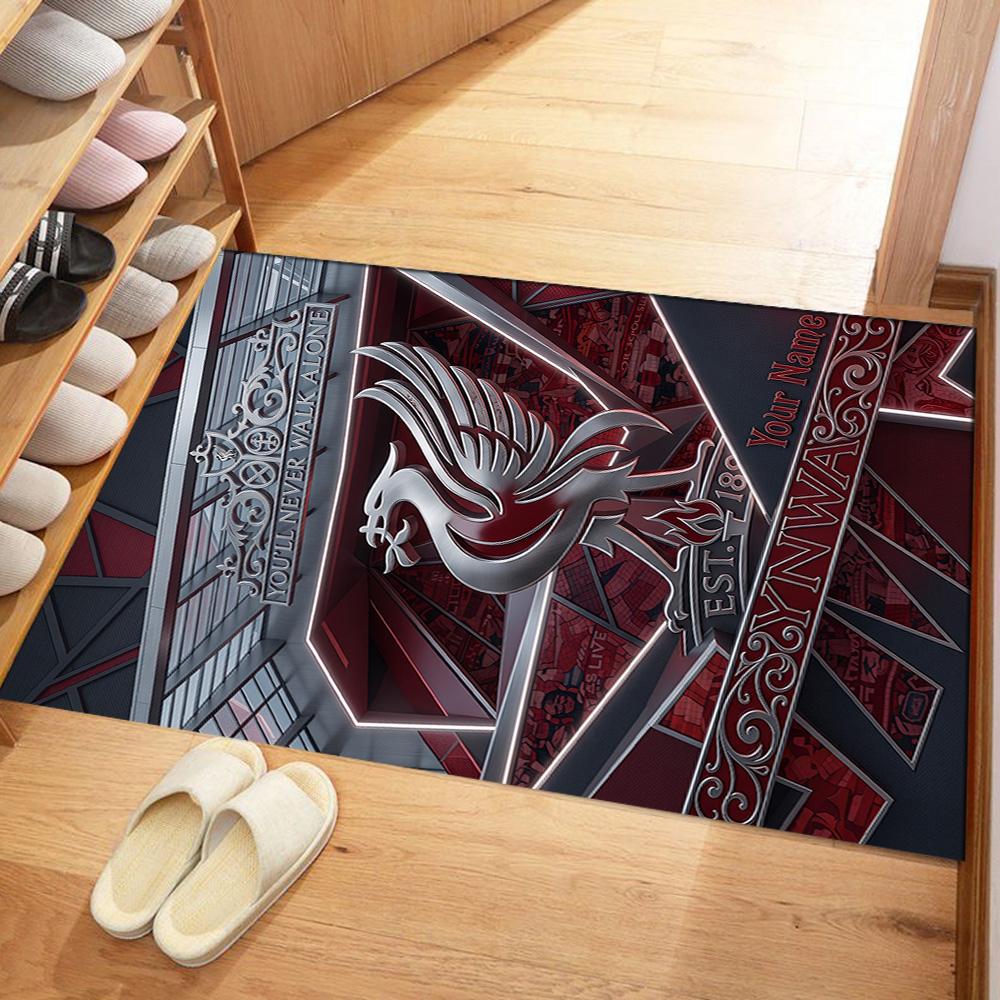 Liverpool Fc Customized Name Floor Rug Office Rug Design For Playrooms Dormitory Entryway Living Rooms Antislip Rug Anime Office Decor