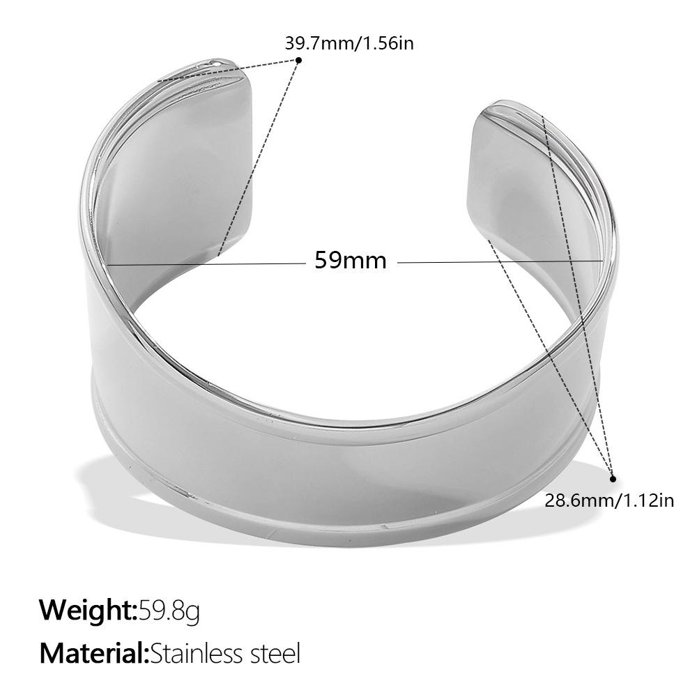 Retro Smooth Surface Irregular Opening Bracelet Stainless Steel Simple Temperament High Sense Jewelry Women