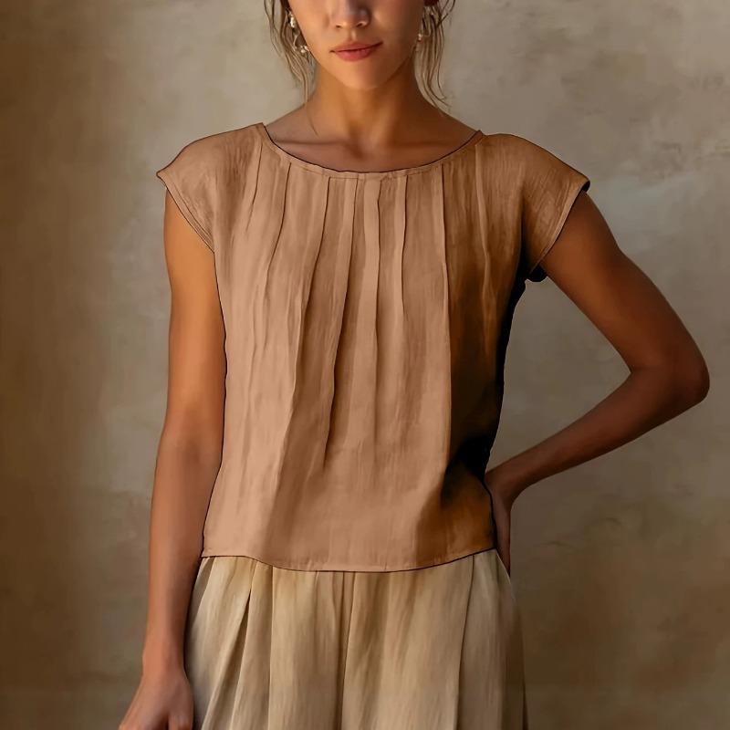 MGHR Women's Fashion Casual Summer Spring O-Neck Short Sleeve Blouses & Shirts