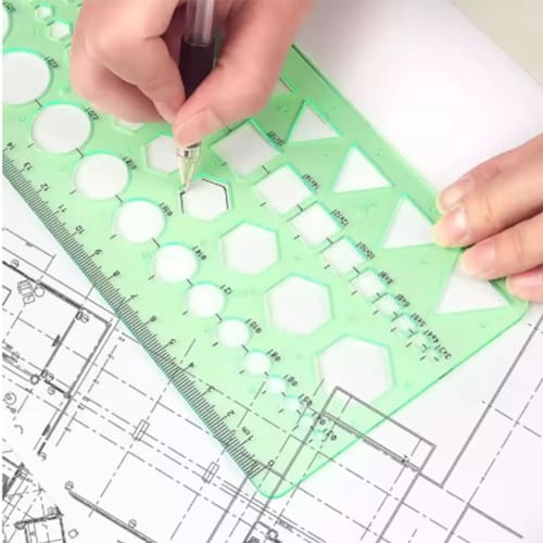 Fcliqzod888 4-Piece Ruler Set, Template, Circle Ruler, Design, Drafting Ruler Set, General Purpose, Combination, Transparent, Multi-Function, Includes