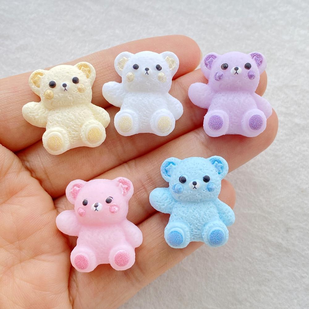 

10Pcs Cute Resin Cartoon Bear Flatback Figurines - For Scrapbooking, Wedding Decor & DIY Jewelry Making Accessories