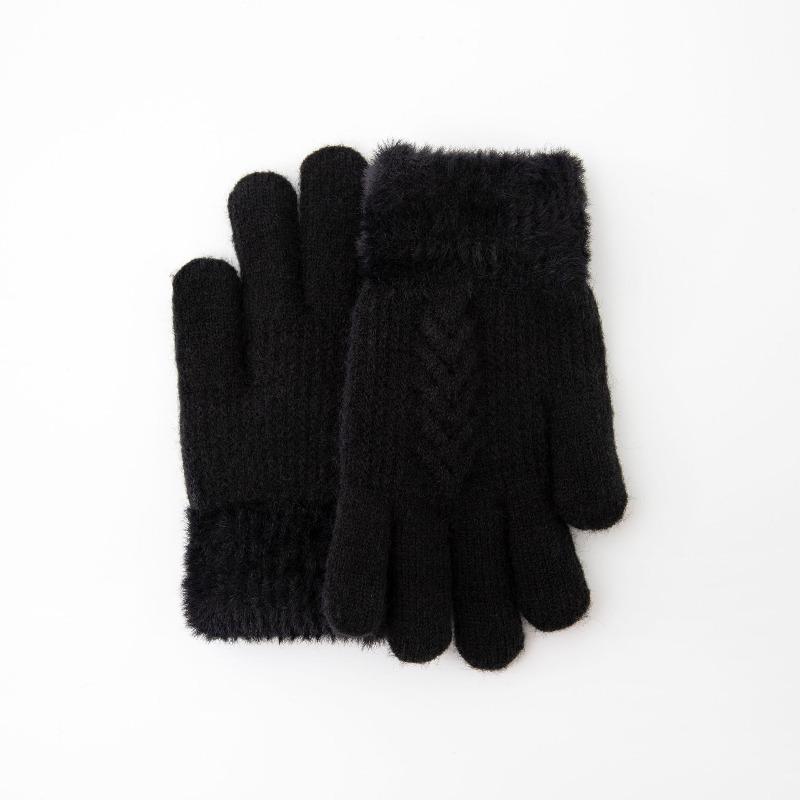 Kids Windproof Thermal Gloves for Boy Girl  Double-LayerThickened with Plush Solid Color Warmest Winter Mittens for Children