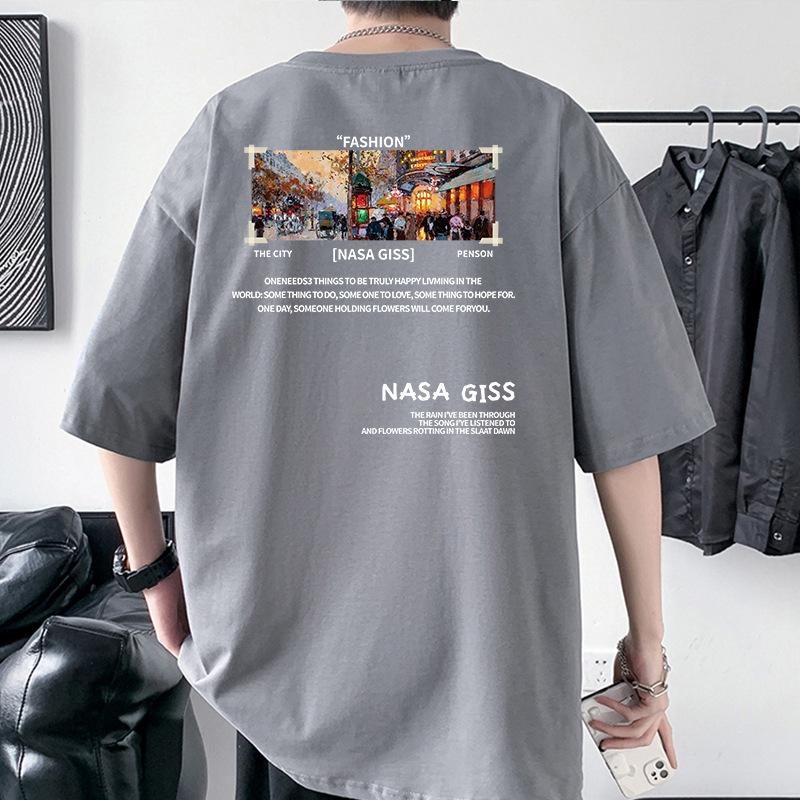Nasa Giss Mens Oversized Drop Shoulder T-Shirt 100% Cotton Streetwear Tee