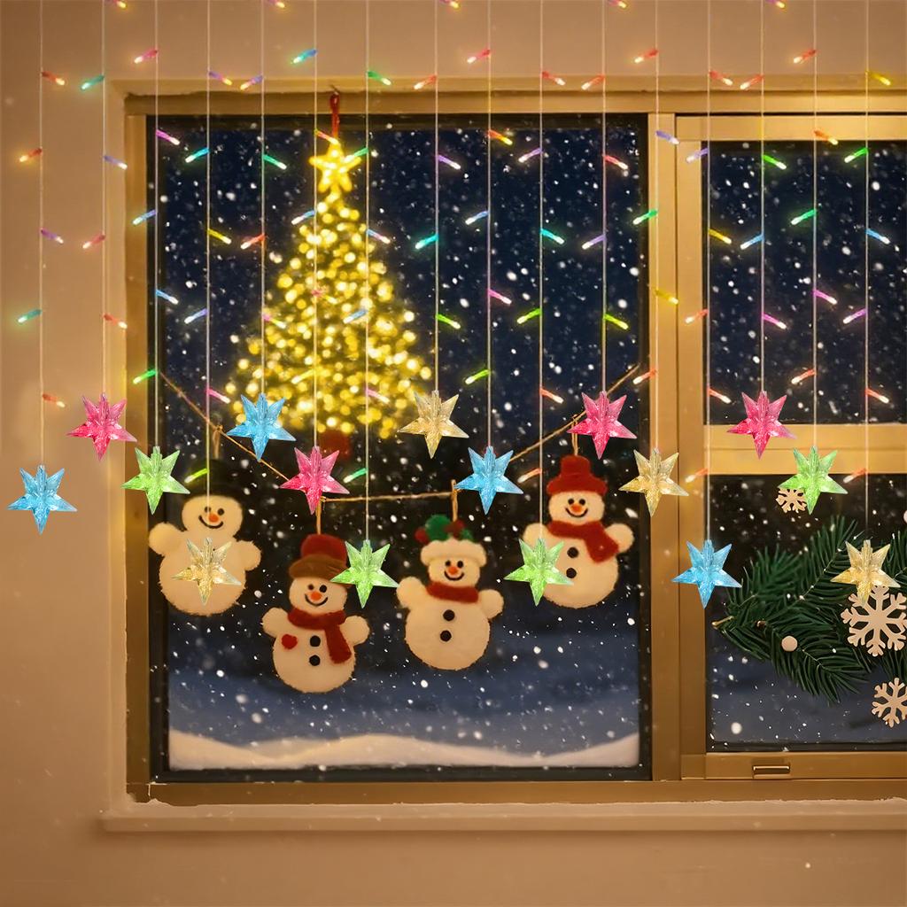 1pc 96LED Star Curtain Light with 8 Lighting Modes USB Powered Indoor Hanging Lamp Perfect For Christmas Wedding Home Decoration