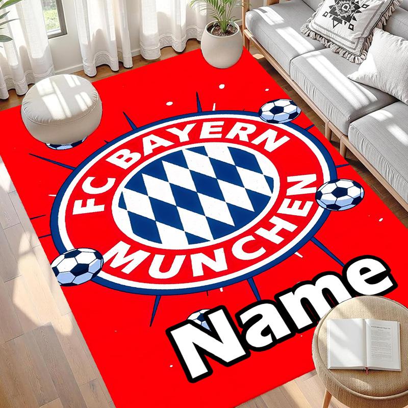 Custom Name Personalized FC Bayern Print Carpet, Versatile Home Decor Rug, for Playroom, Apartment, Balcony, Entryway, Hallway Gift