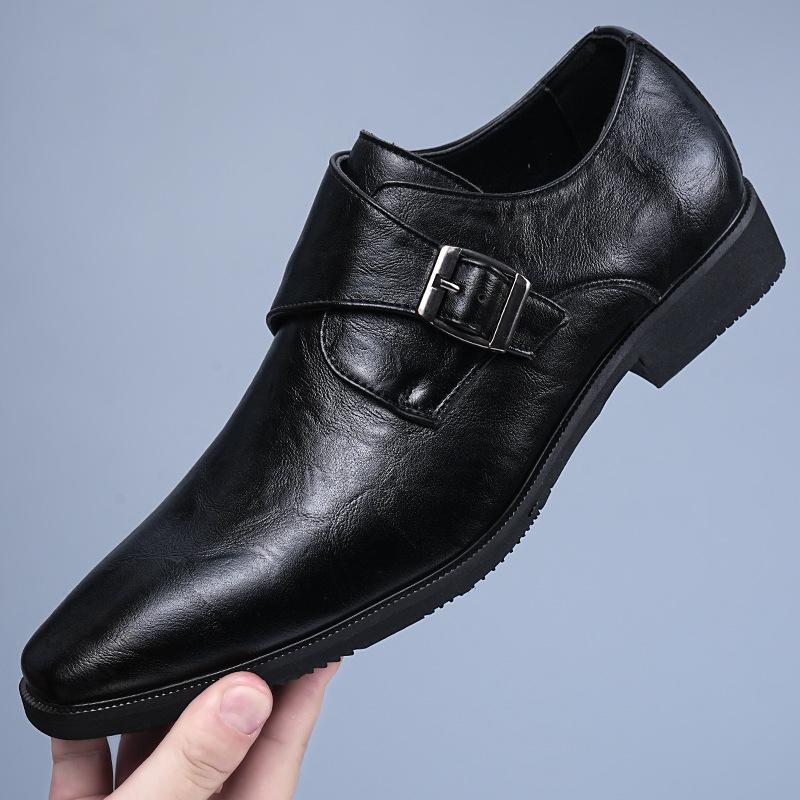 Fashion 2025 New Designer Big Size Leather Shoes for Men Spring Autumn Solid Color Buckle Dress Shoes Male Fashion Casual Shoe Man