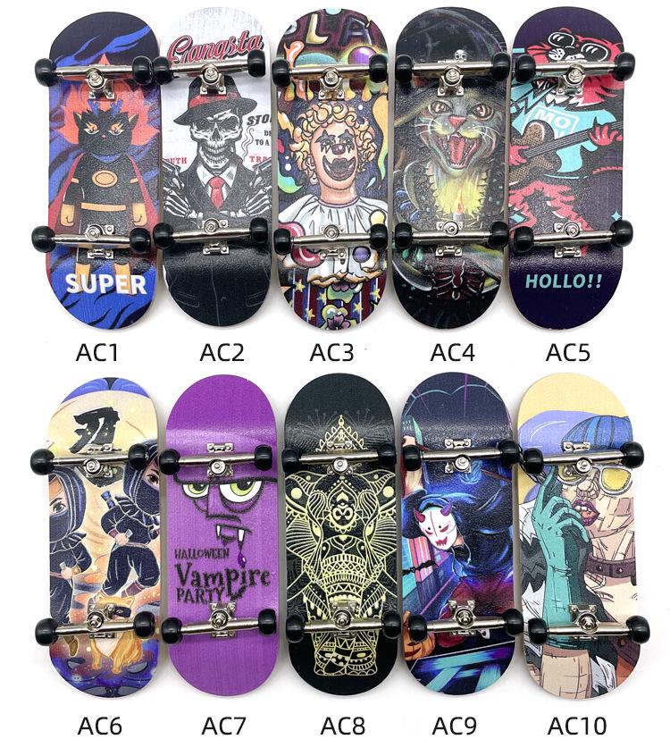 Maple Finger Skateboard with Bearings and Wheels - Mini Double Rocker Board for Kids' Creative Play