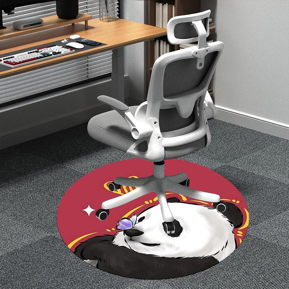 

1pc Panda Butterfly Office Round Area Rug, Indoor Mat Suitable ForOffice, Under Office Chairs Bedroom Living Room Home Decor, Room Deco D035 80cm by 80cm