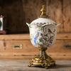 Retro Floral Pattern Storage Jars and Lid Dressing Table Ring Jewelry Box Cosmetic Jar Ceramic Crafts Candy Pots Aroma Can