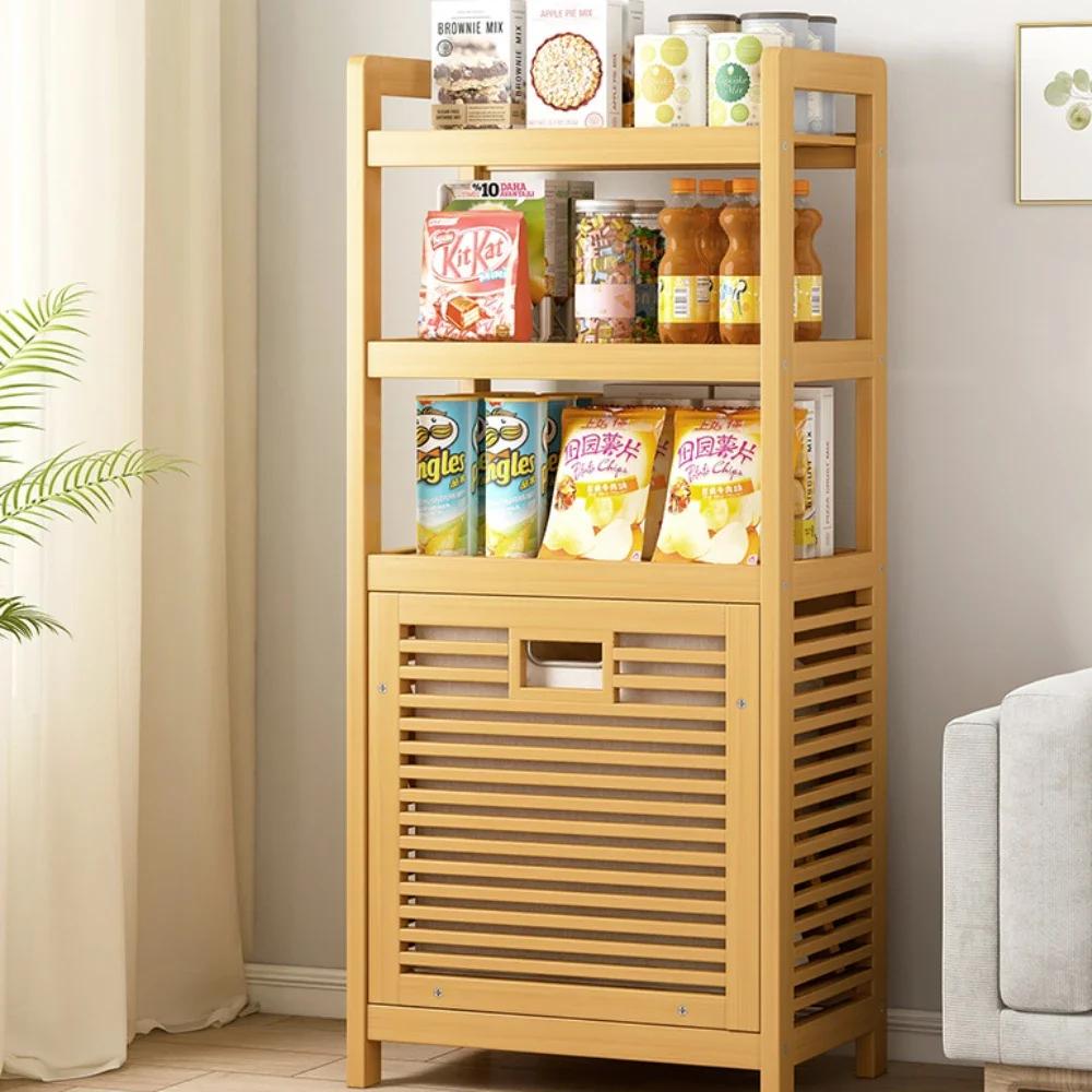 Laundry Hamper with Shelf 3/4 Tier Wooden Storage Rack High-capacity Dirty Clothe with Tilt Out Basket Bathroom Laundry Basket