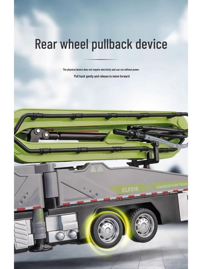 Alloy Concrete & Fire Water Pump Truck Model Toy with Spray Function