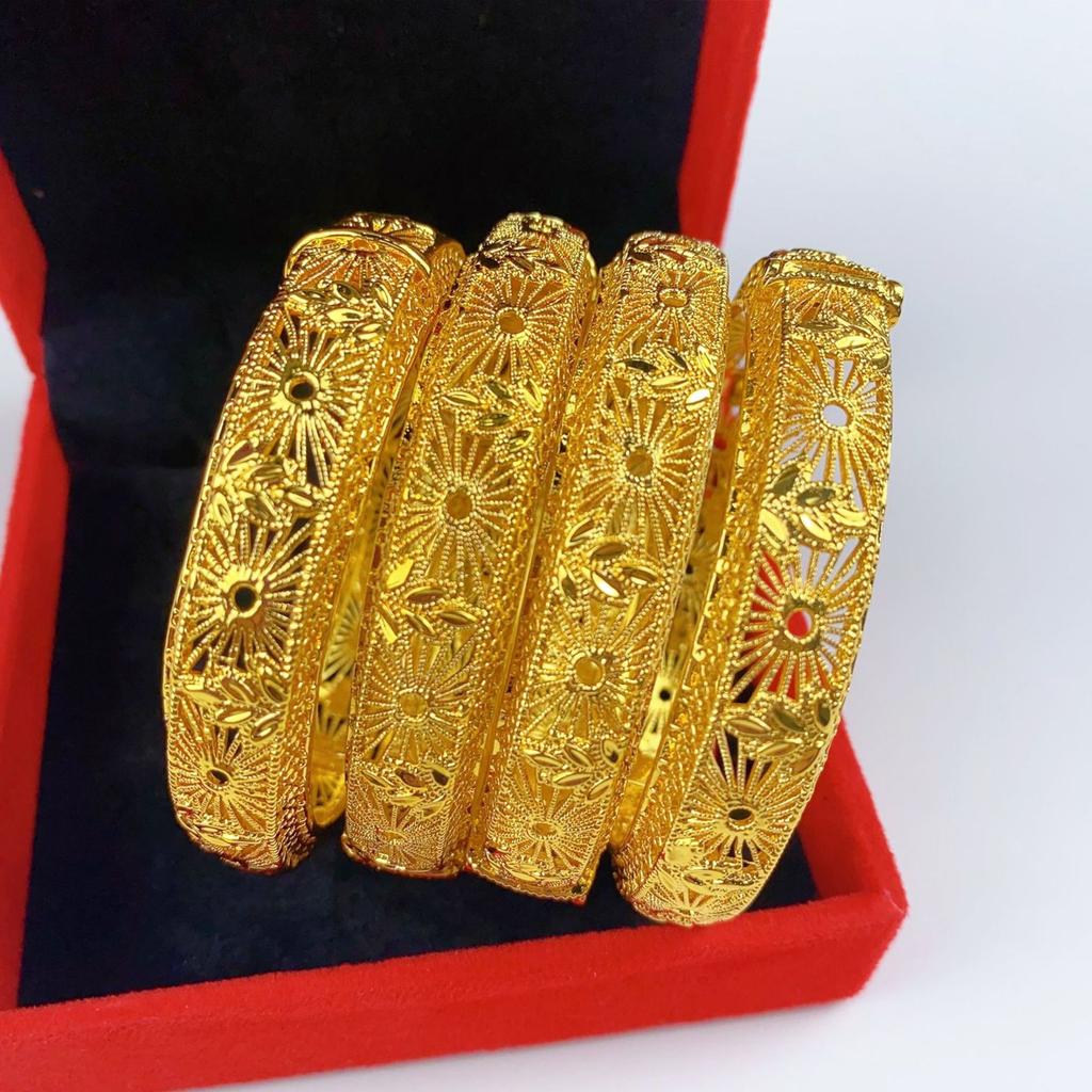 24K Gold Plated Dubai Bridal Bracelet Alloy Nigerian Ladies Sand Gold Bracelet Jewelry Bracelet 2026