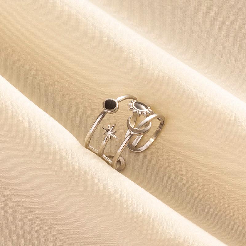 Punk Vintage Black Enamel Ring Stainless Steel Open Rings For Women Men Jewelry Fire Evil Eye Bague Acier Inoxydables Femme Gift
